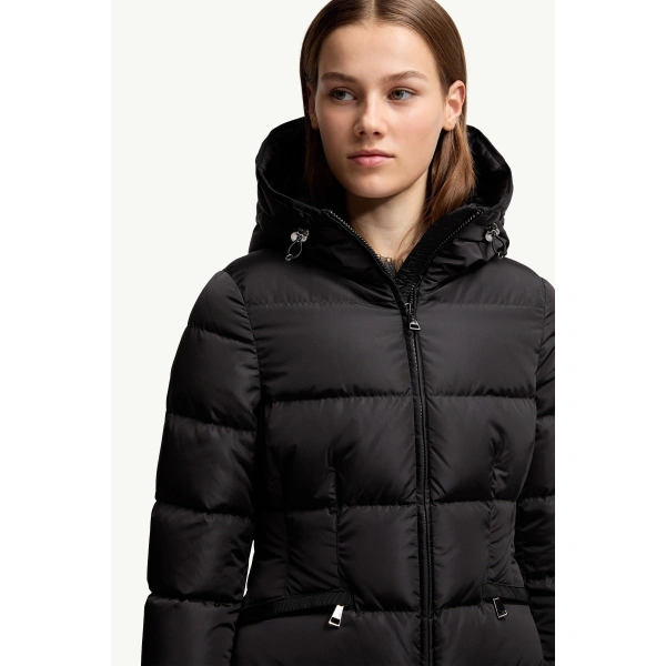 Moncler Avoce Hooded Short Down Jacket in Black, view 6 | Women's Puffer Jackets | Coveti