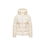 Moncler Avoce Hooded Short Down Jacket in White Ivory | Women's Puffer Jackets | Coveti