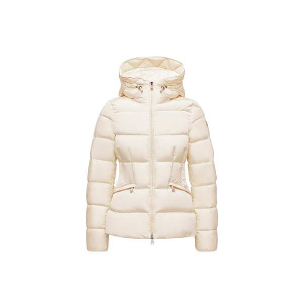 Moncler Avoce Hooded Short Down Jacket in White Ivory | Women's Puffer Jackets | Coveti