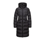 Moncler Avocette Hooded Long Down Jacket in Night Blue | Women's Puffer and Down Coats | Coveti