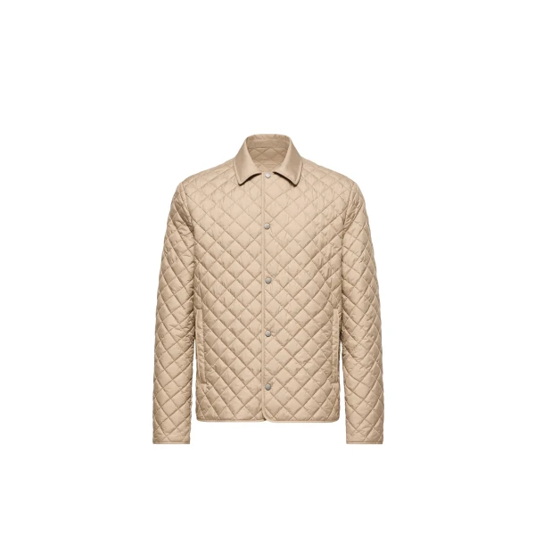 Moncler Avrelie Diamond Quilted Padded Shirt Jacket in Beige | Men's Jackets | Coveti