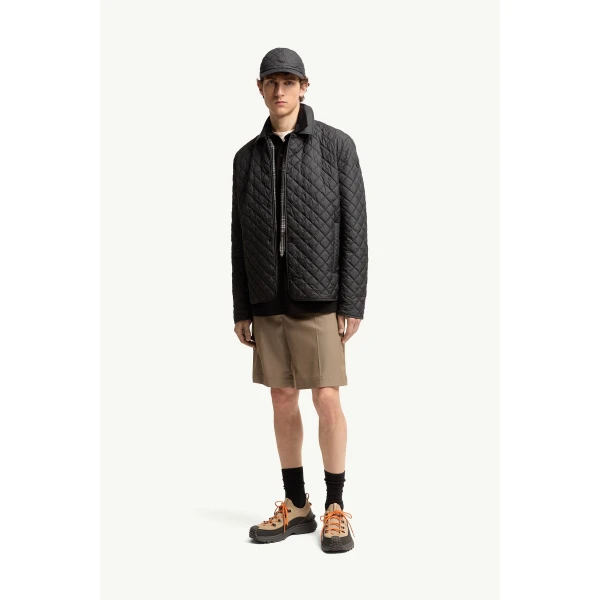 Moncler Avrelie Diamond Quilted Padded Shirt Jacket in Black, view 2 | Men's Jackets | Coveti