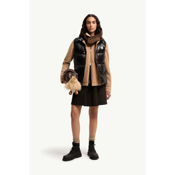 Moncler Badia Down Gilet in Black, view 2 | Women's Vests and Gilets | Coveti