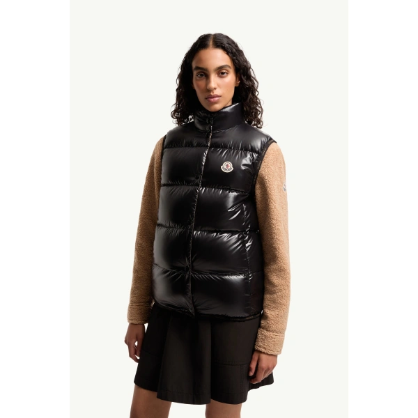 Moncler Badia Down Gilet in Black, view 4 | Women's Vests and Gilets | Coveti