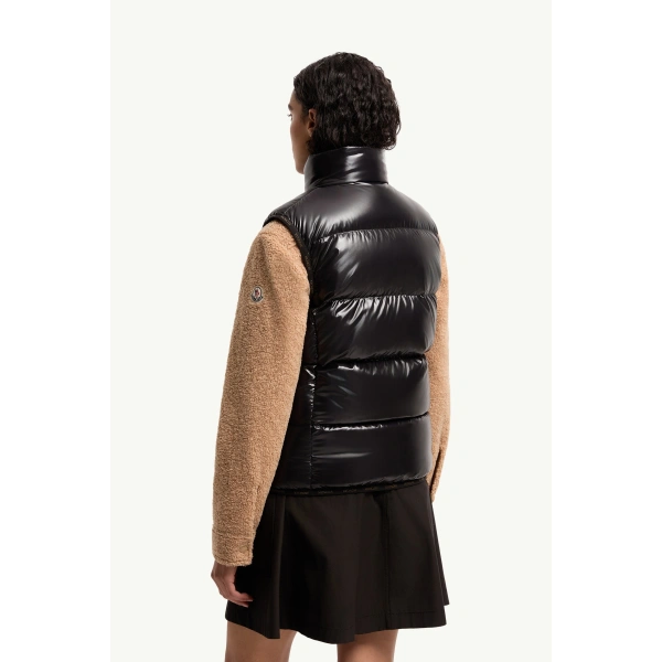 Moncler Badia Down Gilet in Black, view 5 | Women's Vests and Gilets | Coveti
