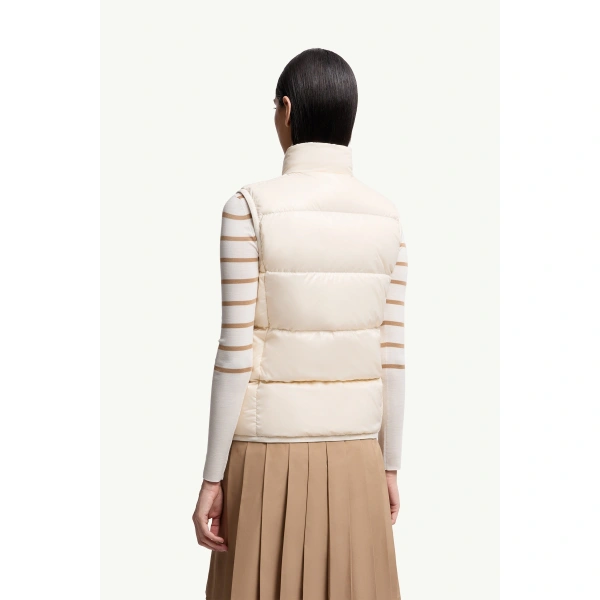 Moncler Badia Down Gilet in White, view 5 | Women's Vests and Gilets | Coveti