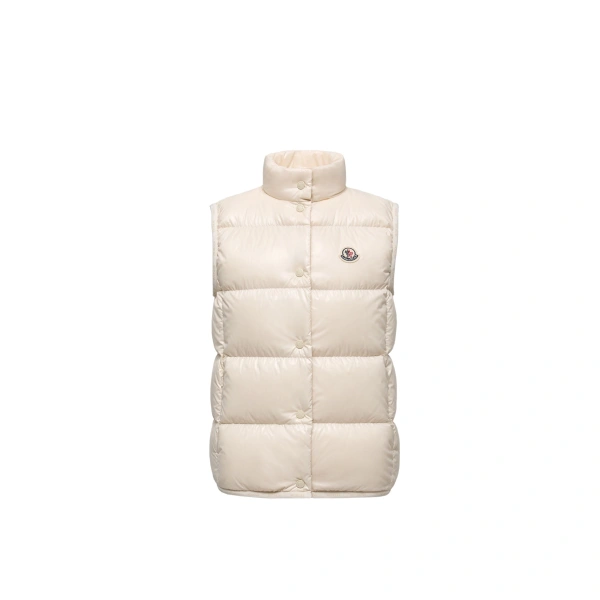Moncler Badia Down Gilet in White | Women's Vests and Gilets | Coveti