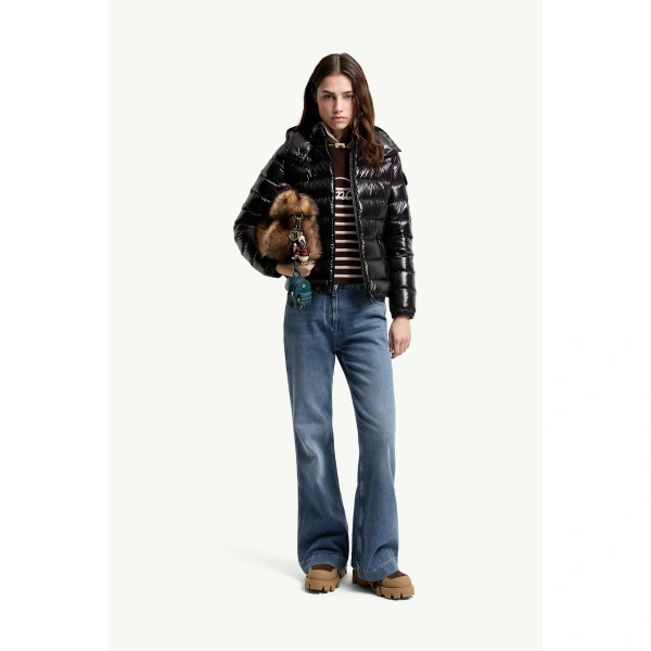 Moncler Bady Hooded Short Down Jacket in Black, view 2 | Women's Puffer Jackets | Coveti