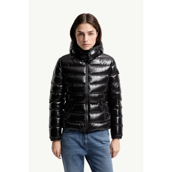 Moncler Bady Hooded Short Down Jacket in Black, view 4 | Women's Puffer Jackets | Coveti