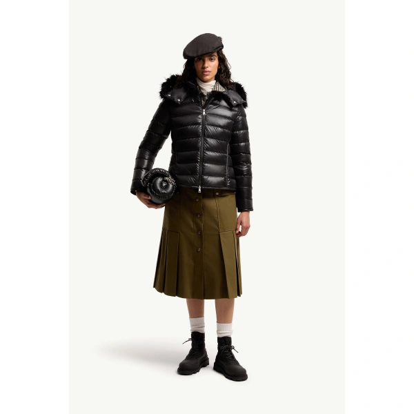 Moncler Badyeffe Hooded Short Down Jacket in Black, view 2 | Women's Puffer Jackets | Coveti