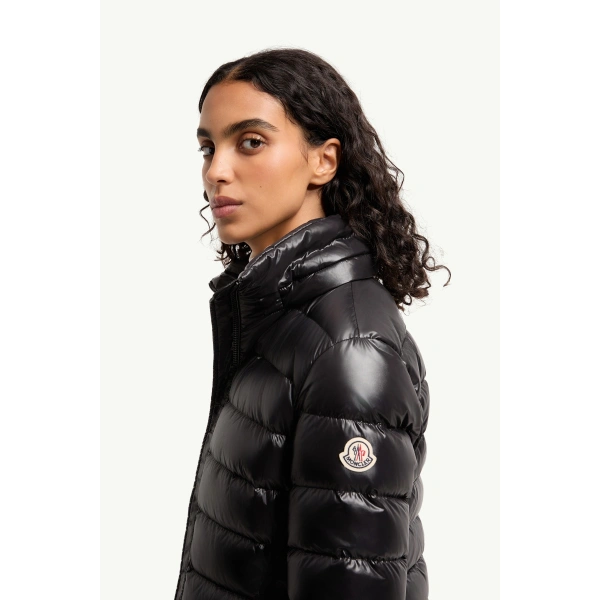 Moncler Badyeffe Hooded Short Down Jacket in Black, view 3 | Women's Puffer Jackets | Coveti