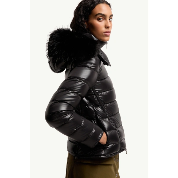 Moncler Badyeffe Hooded Short Down Jacket in Black, view 6 | Women's Puffer Jackets | Coveti