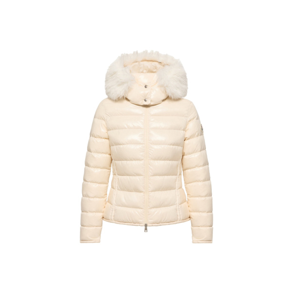 Moncler Badyeffe Hooded Short Down Jacket in White Ivory | Women's Puffer Jackets | Coveti