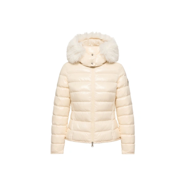 Badyeffe Hooded Short Down Jacket in White Ivory