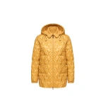 Moncler Balette Geometric Quilted Short Down Jacket in Yellow | Women's Puffer Jackets | Coveti
