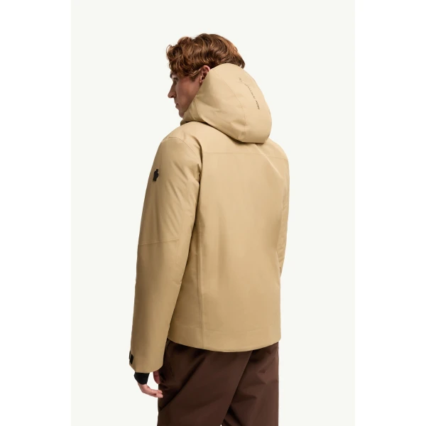 Moncler Balmhorn Hooded GORE-TEX Insulated Ski Jacket in Light Brown, view 5 | Men's Skiwear | Coveti