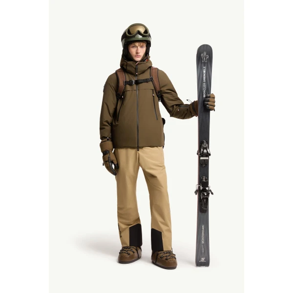 Moncler Balmhorn Hooded GORE-TEX Insulated Ski Jacket in Olive Green, view 2 | Men's Skiwear | Coveti
