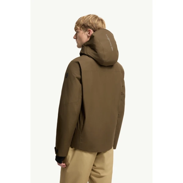 Moncler Balmhorn Hooded GORE-TEX Insulated Ski Jacket in Olive Green, view 5 | Men's Skiwear | Coveti
