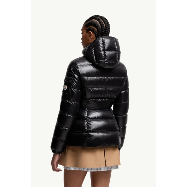 Moncler Barante Hooded Short Down Jacket in Black, view 5 | Women's Puffer Jackets | Coveti