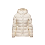 Moncler Barante Hooded Short Down Jacket in White Ivory | Women's Puffer Jackets | Coveti