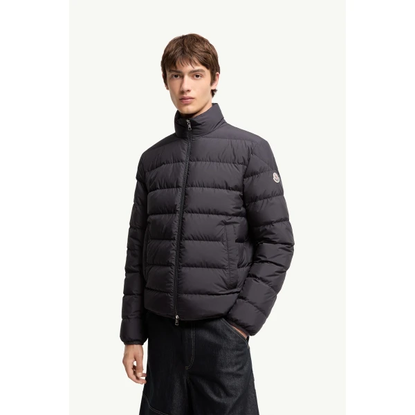 Moncler Baudinet Short Down Jacket in Navy Blue, view 4 | Men's Jackets | Coveti