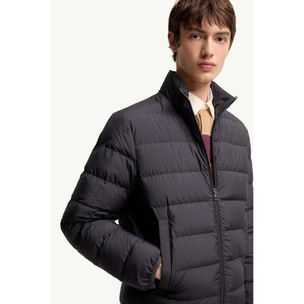 Moncler Baudinet Short Down Jacket in Navy Blue, view 6 | Men's Jackets | Coveti