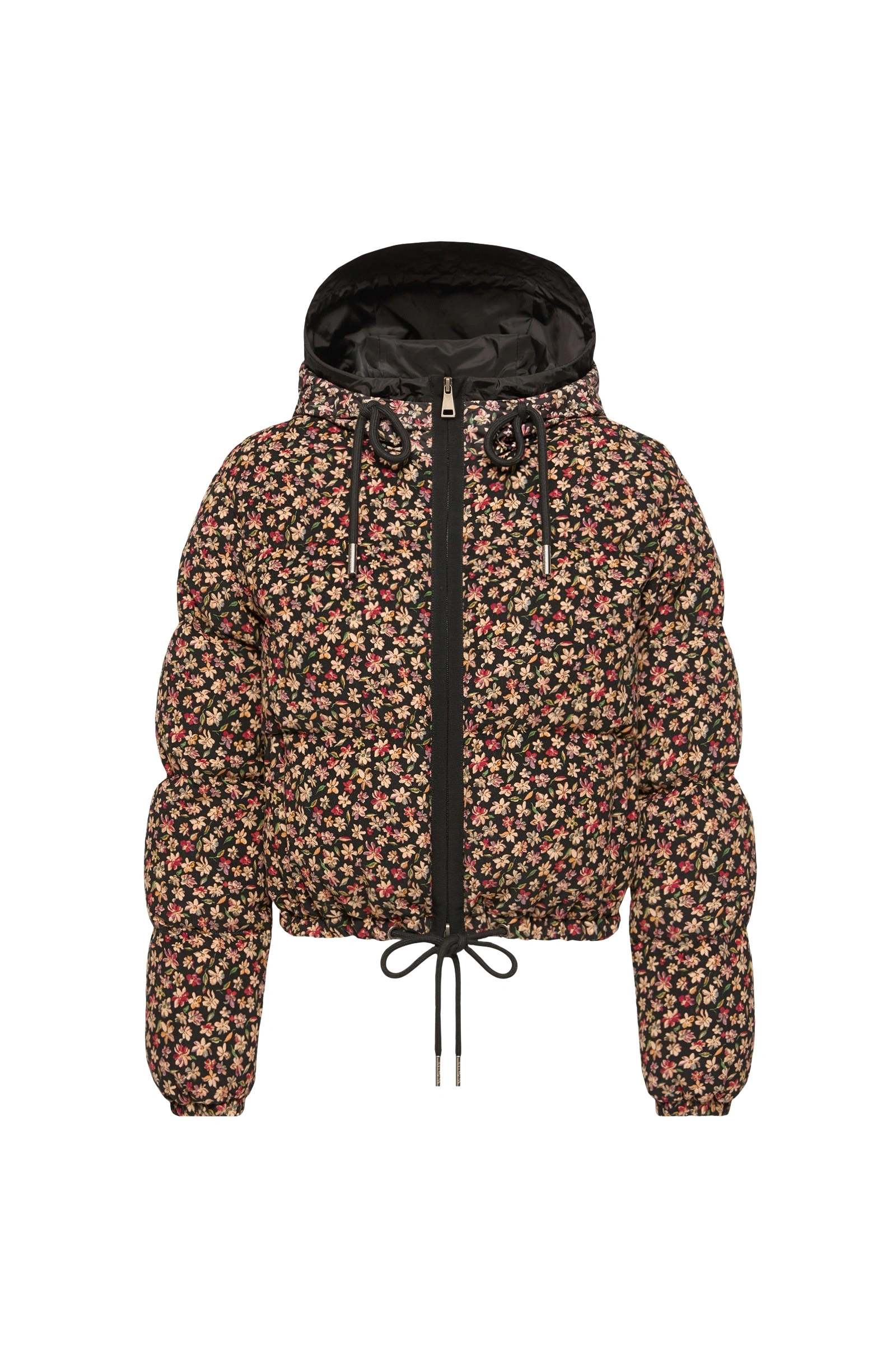 Moncler Becfigue Floral Hooded Down Jacket in Black Moncler Becfigue Floral Hooded Down Jacket in Black | Women's Puffer Jackets | Coveti
