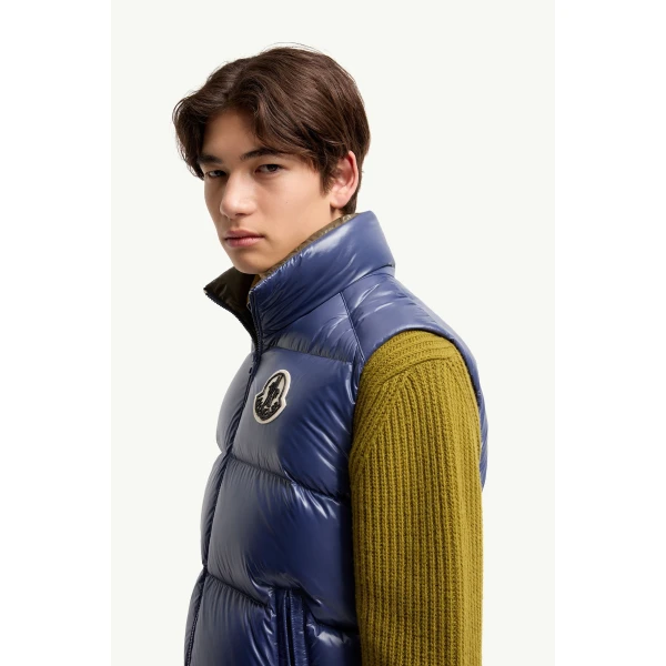 Moncler Belice Down Gilet in Royal Blue, view 3 | Men's Jackets | Coveti