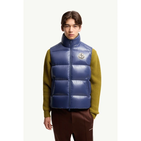 Moncler Belice Down Gilet in Royal Blue, view 4 | Men's Jackets | Coveti