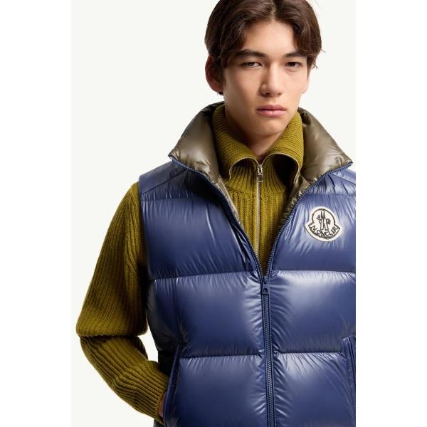Moncler Belice Down Gilet in Royal Blue, view 6 | Men's Jackets | Coveti
