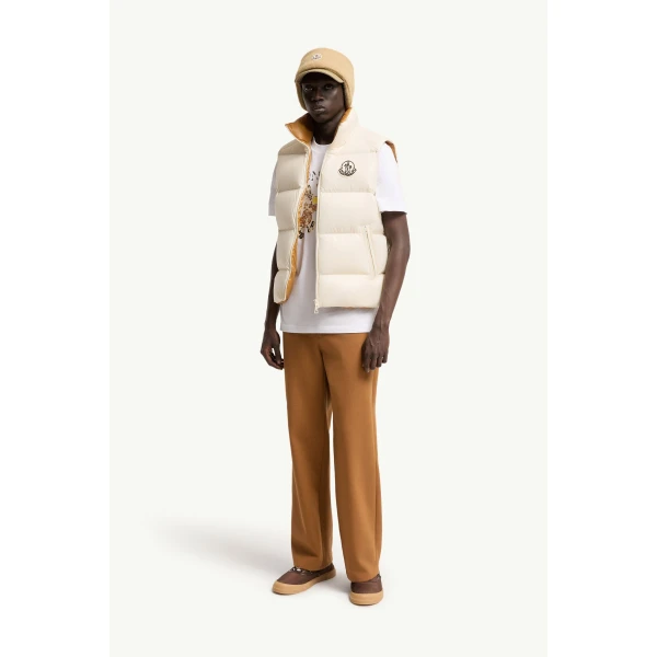 Moncler Belice Down Gilet in White Ivory, view 2 | Men's Jackets | Coveti