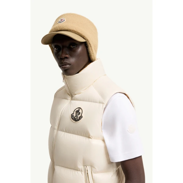 Moncler Belice Down Gilet in White Ivory, view 3 | Men's Jackets | Coveti