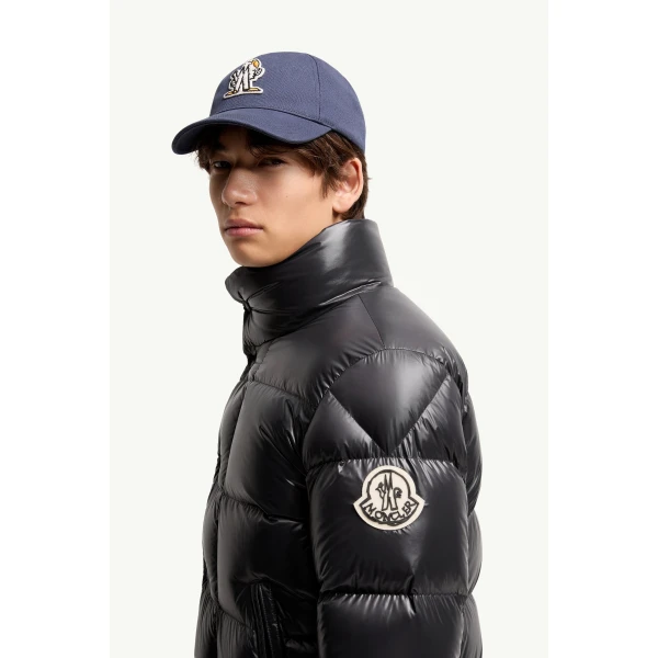 Moncler Bendola Laque Short Down Jacket in Black, view 3 | Men's Jackets | Coveti