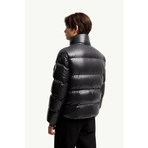 Moncler Bendola Laque Short Down Jacket in Black, view 5 | Men's Jackets | Coveti