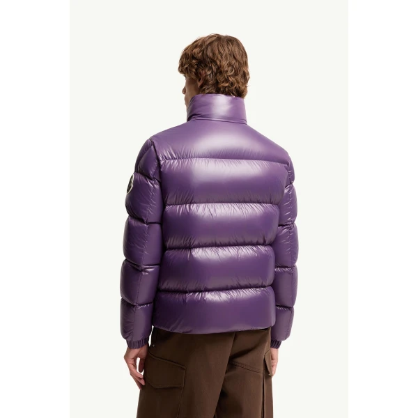Moncler Bendola Laque Short Down Jacket in Purple, view 5 | Men's Jackets | Coveti