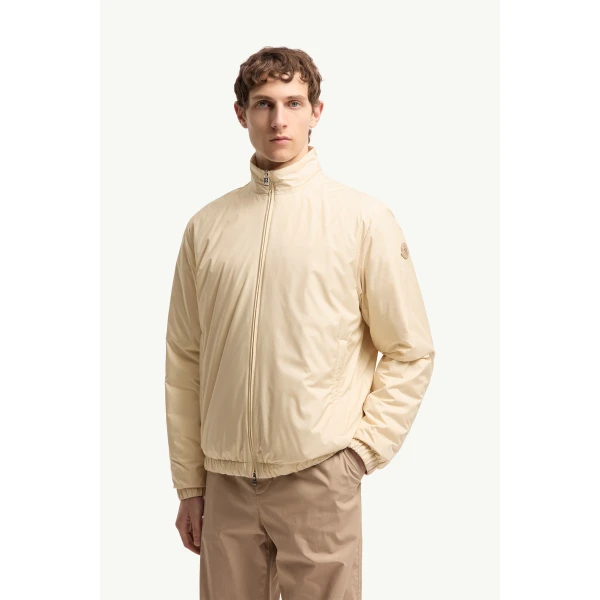 Moncler Berre Short Down Jacket in Ochre Yellow, view 4 | Men's Jackets | Coveti