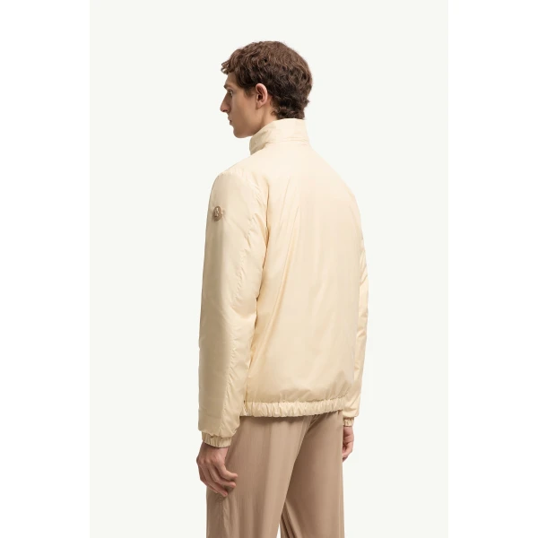 Moncler Berre Short Down Jacket in Ochre Yellow, view 5 | Men's Jackets | Coveti