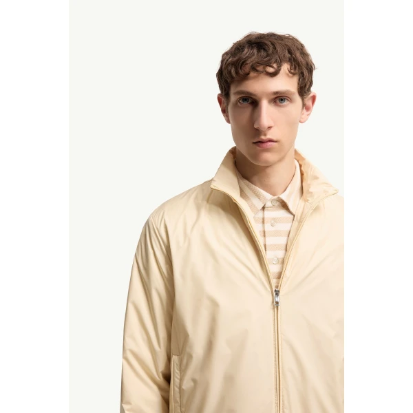 Moncler Berre Short Down Jacket in Ochre Yellow, view 6 | Men's Jackets | Coveti