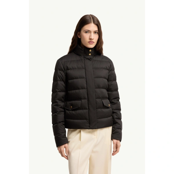 Moncler Bessettes Short Down Jacket in Black, view 4 | Women's Puffer Jackets | Coveti