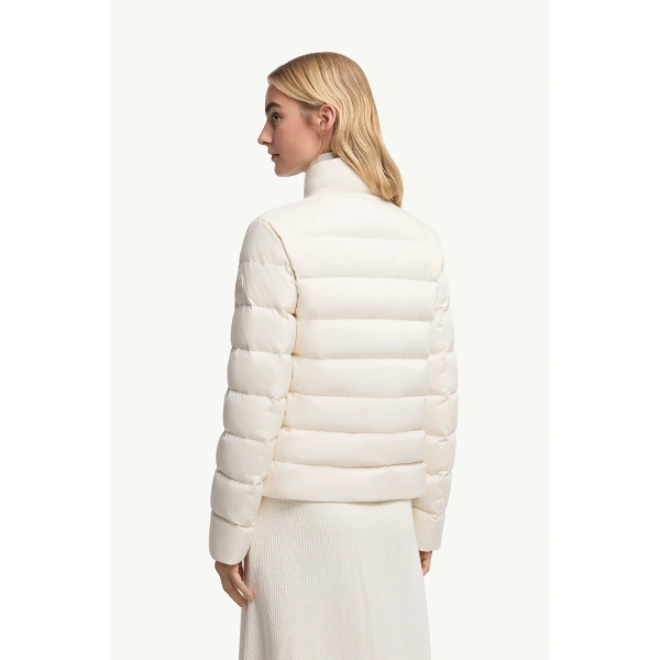 Moncler Bessettes Short Down Jacket in White Ivory, view 5 | Women's Puffer Jackets | Coveti