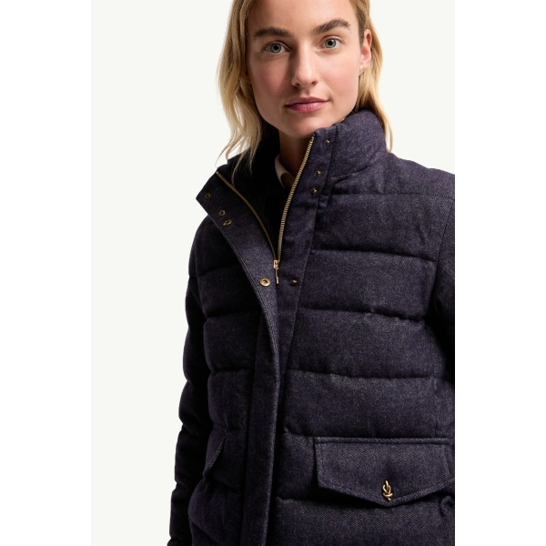 Moncler Bessettez Cotton Short Down Jacket in Navy Blue, view 6 | Women's Puffer Jackets | Coveti