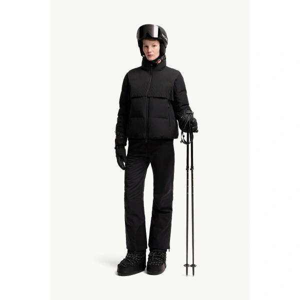 Moncler Bessin Fringed Insulated Ski Jacket in Black, view 2 | Women's Ski Jackets | Coveti