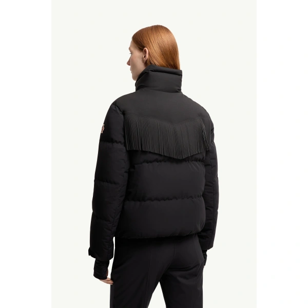 Moncler Bessin Fringed Insulated Ski Jacket in Black, view 5 | Women's Ski Jackets | Coveti