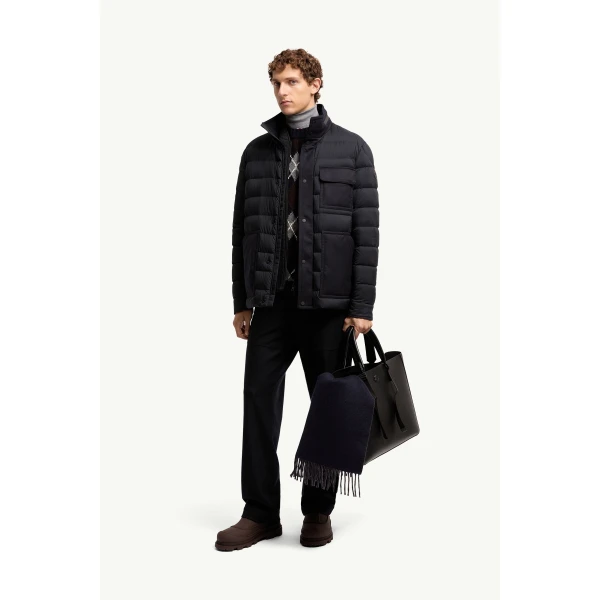 Moncler Bieza Down Field Jacket in Dark Blue, view 2 | Men's Jackets | Coveti