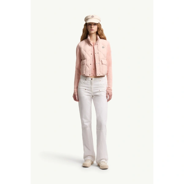 Moncler Biois Down Gilet in Light Pink, view 2 | Women's Vests and Gilets | Coveti