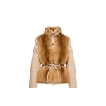 Moncler Blaireau 2-in-1 Shearling Down Jacket in Beige | Women's Shearling Jackets | Coveti