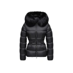 Moncler Boed Hooded Shearling-Trimmed Short Down Jacket in Black | Women's Puffer Jackets | Coveti