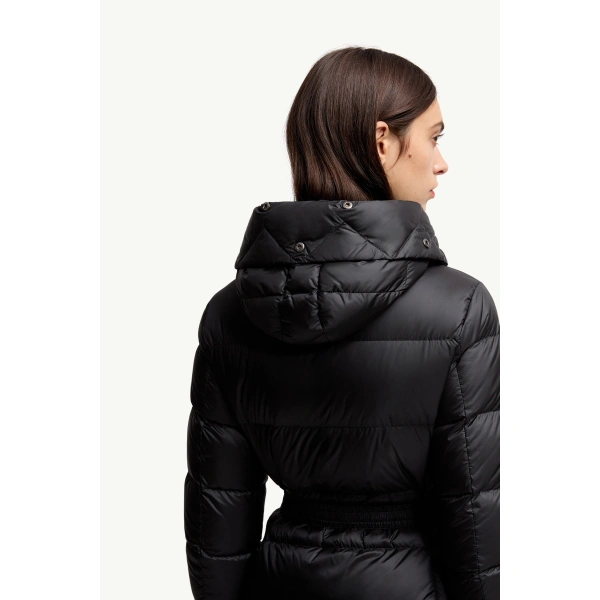 Moncler Boed Hooded Shearling-Trimmed Short Down Jacket in Black, view 6 | Women's Puffer Jackets | Coveti
