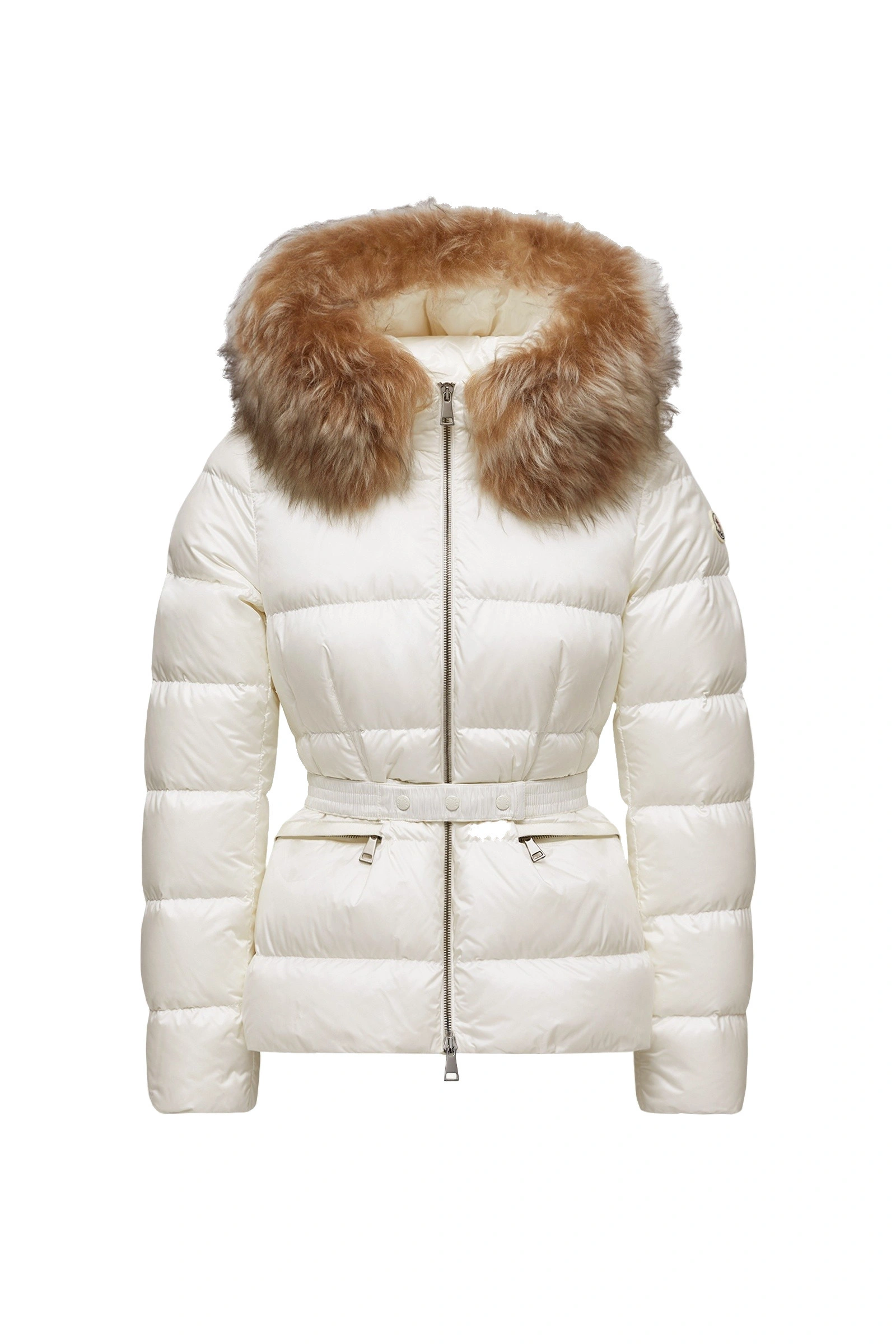 Moncler Boed Hooded Shearling-Trimmed Short Down Jacket in White & Beige Moncler Boed Hooded Shearling-Trimmed Short Down Jacket in White & Beige | Women's Puffer Jackets | Coveti