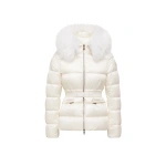 Moncler Boed Hooded Shearling-Trimmed Short Down Jacket in White | Women's Puffer Jackets | Coveti